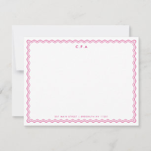 Klassischer einfacher Magenta-Rosa-3-Monogramm-Wav Mitteilungskarte