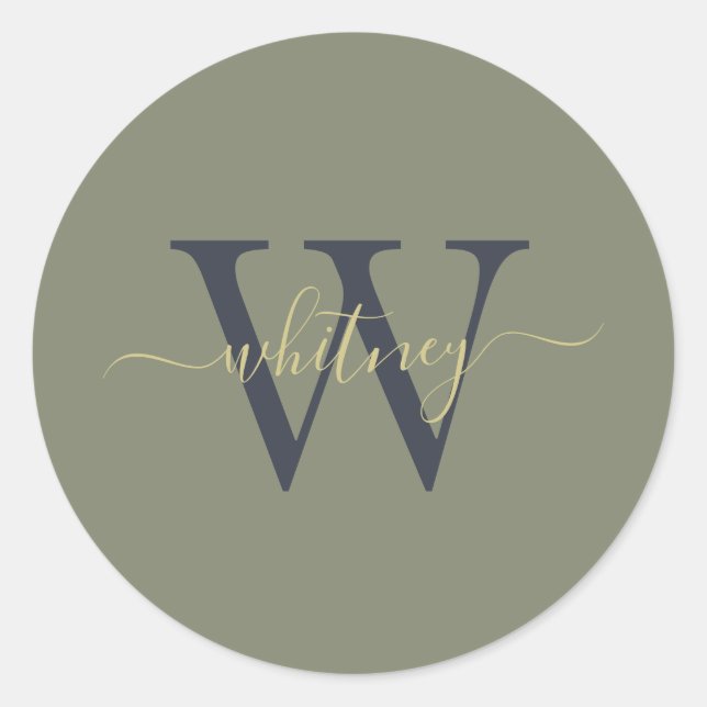 Klassischer einfacher Monogrammname und anfänglich Runder Aufkleber (Vorderseite)