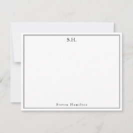 Klassischer einfacher Schwarzer Monogramm Name Min Mitteilungskarte