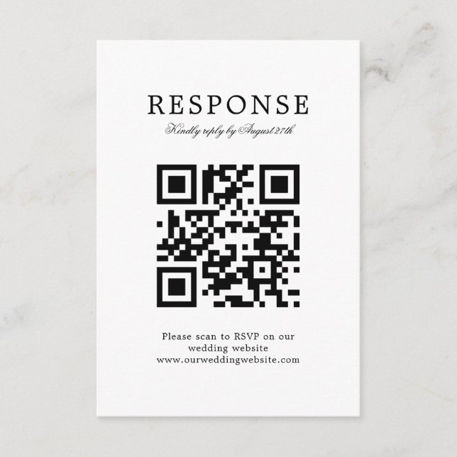 Klassischer Elegant Simple Wedding Rsvp QR Code Begleitkarte (Vorderseite)