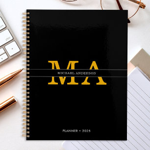 Klassischer eleganter Black Gold Monogram Individu Planer