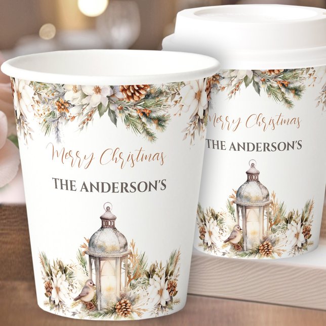 Klassischer Eleganter Name Weihnachten Heiße Schok Pappbecher (Classic Elegant Name Christmas Hot Chocolate Cocoa Paper Cups)
