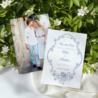 Klassischer Eleganter Staubblauer Blumenrahmen Hoc