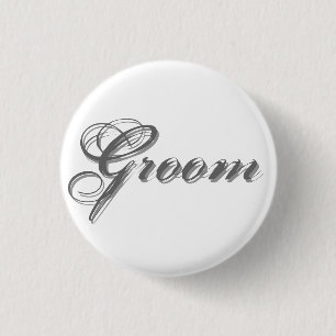 Klassischer, eleganter weißer und grauer Bräutigam Button