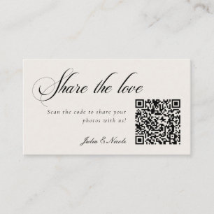 Klassischer Elfenbein Teilen Liebe Hochzeit QR-Cod Begleitkarte