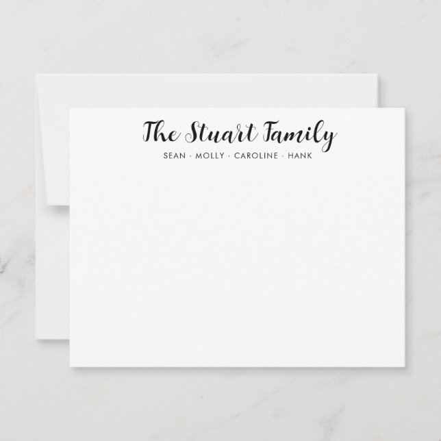 Klassischer Familienname Handgeschriebener schwarz Mitteilungskarte (Vorderseite)