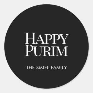 Klassischer Familienname Happy Purim Aufkleber