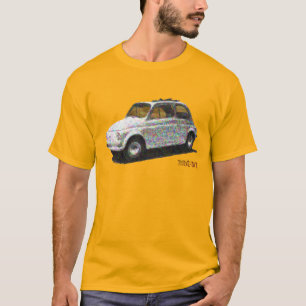 Klassischer Fiat 500 in weiß auf Gold T-Shirt