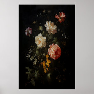 Klassischer florale Stilleben Rosenstrauß Vintage Poster
