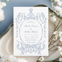 Klassischer floraler Rahmen Dusty Blue Hochzeit