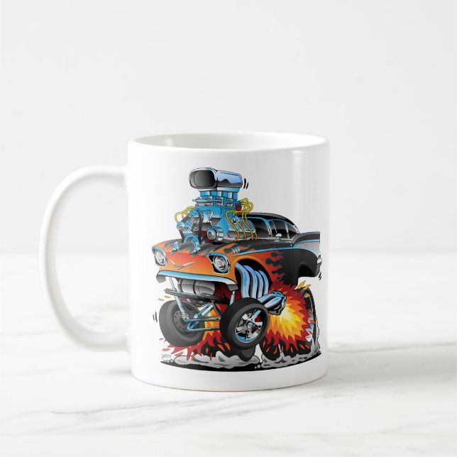 Klassischer frisierte Auto 57 Cartoon für Wasserlä Kaffeetasse (Links)