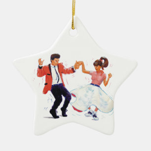 klassischer Fünfzigerjahre Jahr-Rock'n'Roll jiver Keramik Ornament