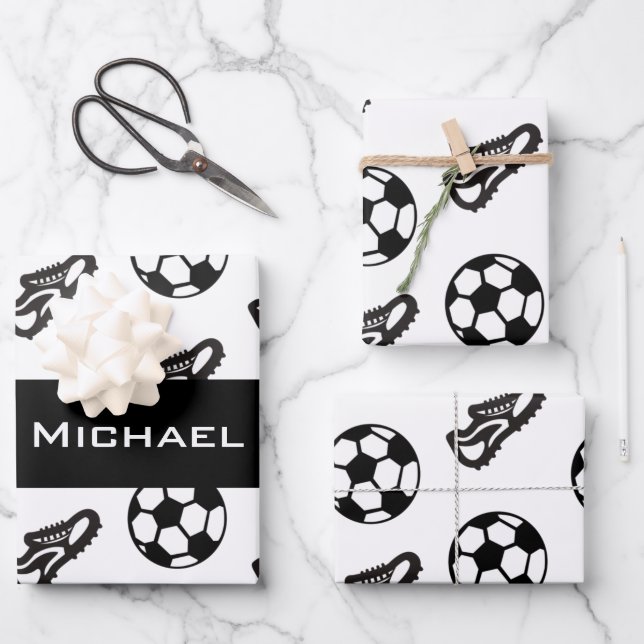 Klassischer Fußball-Fußball und Ball, für den die  Geschenkpapier Set (Vorderseite)