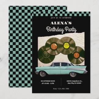 Klassischer Geburtstag im Retro-Auto Einladung