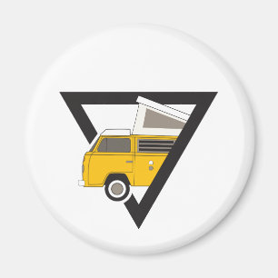 klassischer gelber Dreiecksbus Magnet