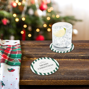 Klassischer gestreifter Weihnachten Runder Pappuntersetzer