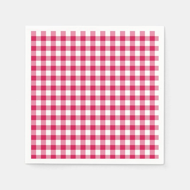 Klassischer Gingham Himbeere Serviette (Vorderseite)