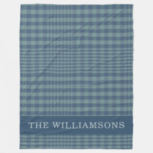 Klassischer Glen-Kariert Grau Blau Familienname Be Fleecedecke