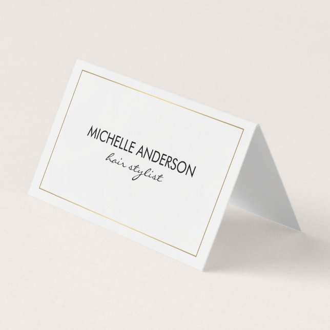 Klassischer Gold Border Hair Stylist Visitenkarten (Vorderseite)