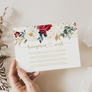 Klassischer Gold-Burgunder-Weiß-Blumen-Hochzeitswu Begleitkarte