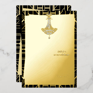 Klassischer GOLD Gatsby Flapper Brautstrauß Folieneinladung