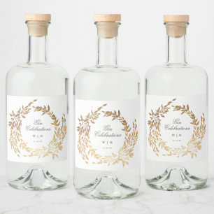 Klassischer Gold-Monogramm-Botanischer Wappen-Hoch Alkoholflaschenetikett