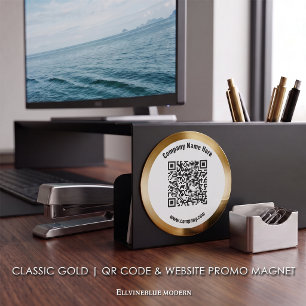 Klassischer Goldener Benutzerdefinierter QR-Code & Magnet