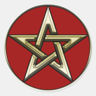 Klassischer goldener Pentagram-Aufkleber Runder Aufkleber
