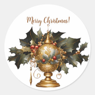 Klassischer goldener Weihnachtsschmuck Runder Aufkleber