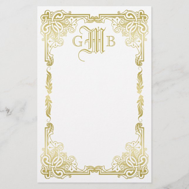 Klassischer Goldrahmen für Hochzeiten Briefpapier (Vorderseite)