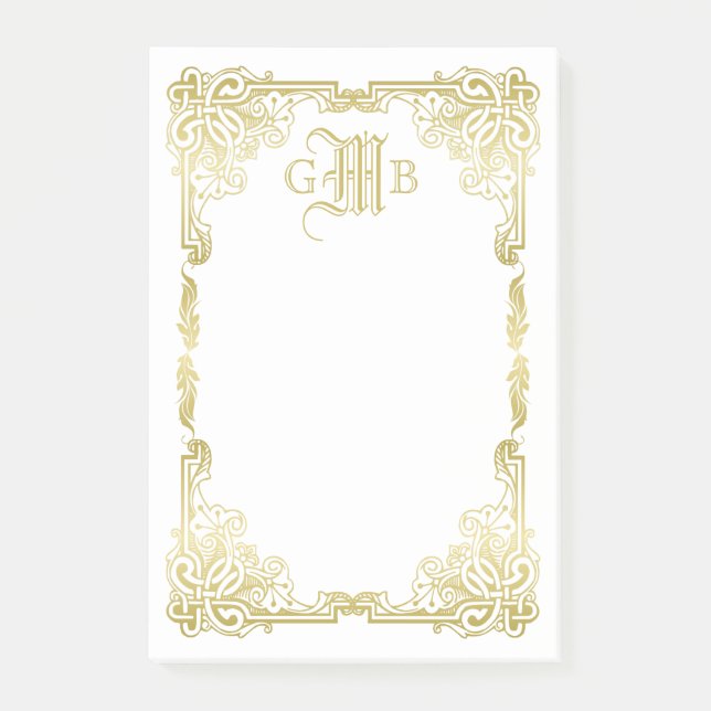 Klassischer Goldrahmen für Hochzeiten Post-it Klebezettel (Vorderseite)