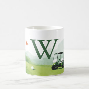 Klassischer Golf Buggy mit individuellem Monogramm Kaffeetasse