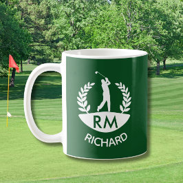 KLASSISCHER GOLFER MONOGRAMM NAME KAFFEETASSE