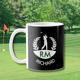 KLASSISCHER GOLFER MONOGRAMM NAME KAFFEETASSE