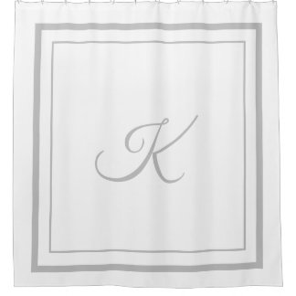 Klassischer grauer Border Script Monogram Duschvor Duschvorhang