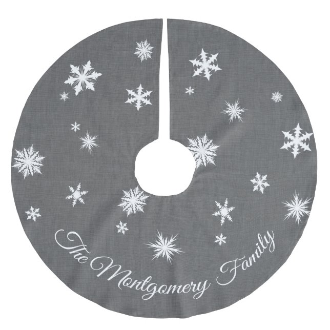 Klassischer grauer personalisierter Baum-Rock Polyester Weihnachtsbaumdecke (Vorderseite)