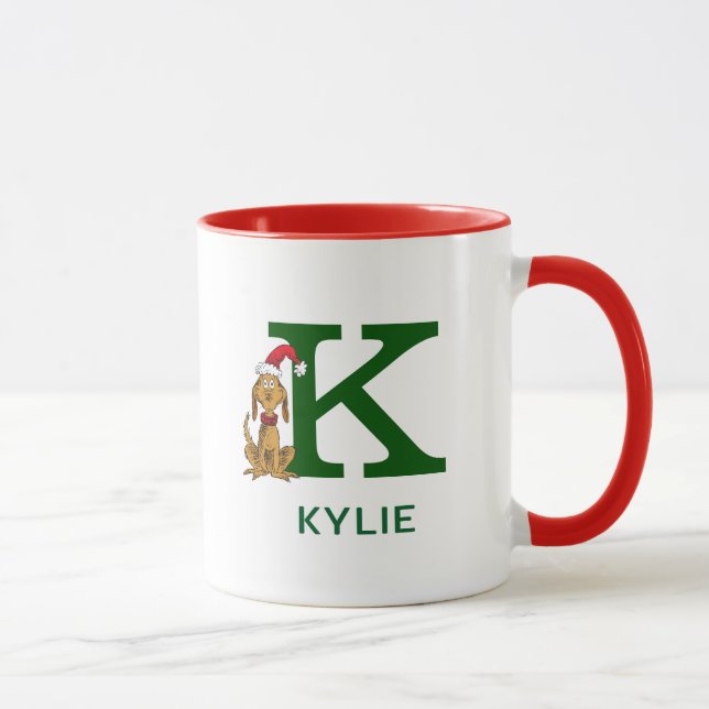 Klassischer Grinch Max | Name & Monogramm K Tasse (Rechts)