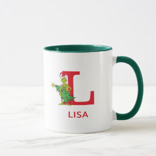 Klassischer Grinch Unartiger Name & Monogramm L Tasse