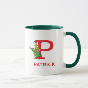 Klassischer Grinch Unartiger Name & Monogramm P Tasse