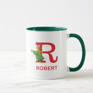 Klassischer Grinch Unartiger Name & Monogramm R Tasse