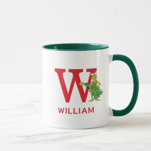 Klassischer Grinch Unartiger Name & Monogramm W Tasse