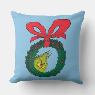 Klassischer Grinch Weihnachtskranz Kissen