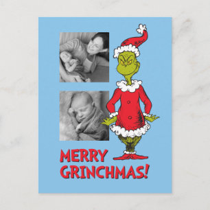 Klassischer Grinch Weihnachtsmann Feiertagspostkarte