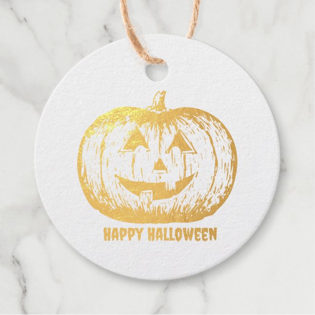 Klassischer Halloween-Jack-o'-Laternenkürbis Geschenkanhänger (Vorderseite)