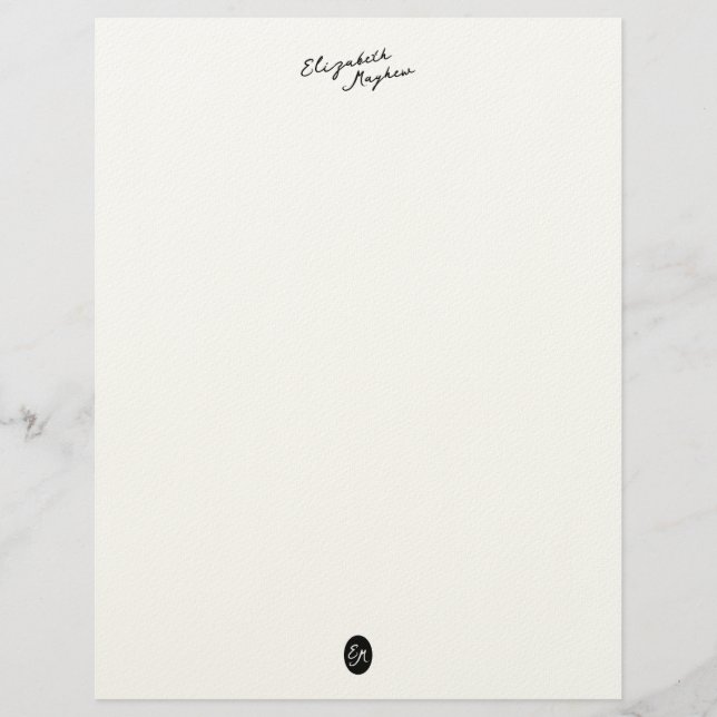 Klassischer handgeschriebener Namens-Monogramm-Bri Briefbogen (Vorderseite)