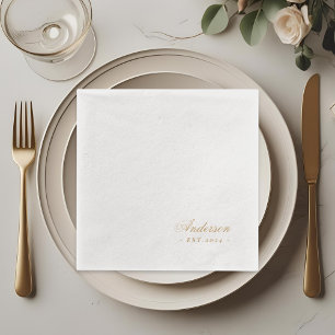 Klassischer Handgeschrift-Familienname Hochzeit Servietten Mit Folie