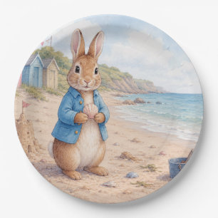 Klassischer Hase an einem sandigen Strand Pappteller