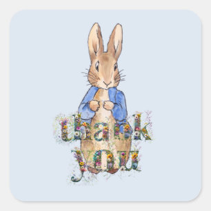 Klassischer Hase Blaue Jacke Quadratischer Aufkleber
