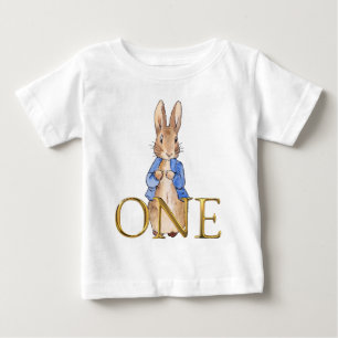 Klassischer Hase im blauen Jackett zum ersten Gebu Baby T-shirt