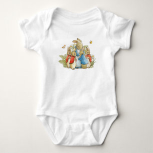 Klassischer Hase im blauen Mantel Baby Strampler